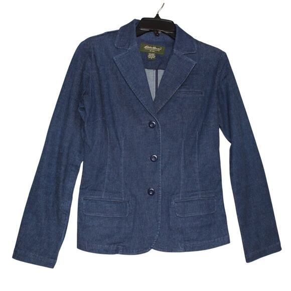 Eddie Bauer‎ Women's Small Denim Stretch Blazer Dark Wash - Picture 1 of 7